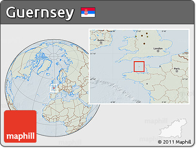 Savanna Style Location Map of Guernsey, lighten, hill shading