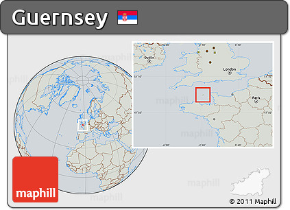 Savanna Style Location Map of Guernsey, lighten, semi-desaturated