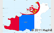 Flag Simple Map of Guernsey, single color outside, borders and labels, flag aligned to the middle