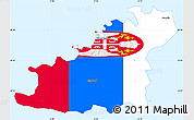Flag Simple Map of Guernsey, single color outside, borders and labels, flag rotated