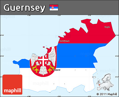 Flag Simple Map of Guernsey, single color outside, borders and labels