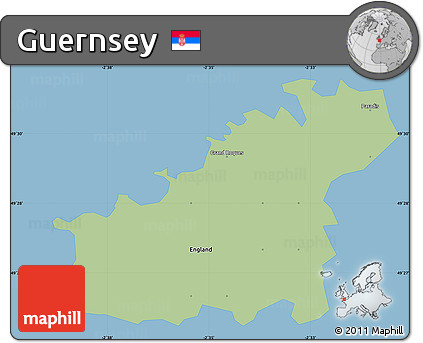 Savanna Style Simple Map of Guernsey, single color outside