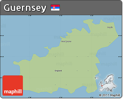 Savanna Style Simple Map of Guernsey, single color outside