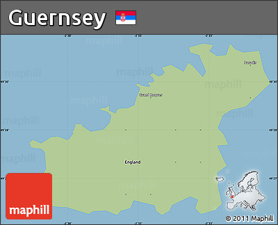 Savanna Style Simple Map of Guernsey, single color outside