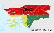 Flag 3D Map of Guinea-Bissau, single color outside, bathymetry sea, flag rotated