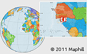 Political Location Map of Bafata, highlighted country
