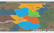 Political Panoramic Map of Bafata, darken, semi-desaturated