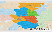 Political Panoramic Map of Bafata, lighten