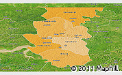 Political Shades Panoramic Map of Bafata, satellite outside