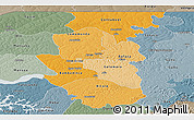 Political Shades Panoramic Map of Bafata, semi-desaturated