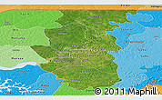 Satellite Panoramic Map of Bafata, political shades outside