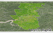 Satellite Panoramic Map of Bafata, semi-desaturated