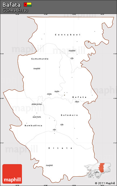 Classic Style Simple Map of Bafata, cropped outside