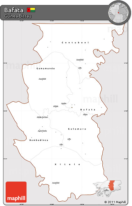 Classic Style Simple Map of Bafata, cropped outside