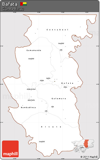 Classic Style Simple Map of Bafata, cropped outside