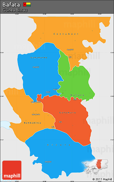 Political Simple Map of Bafata, single color outside