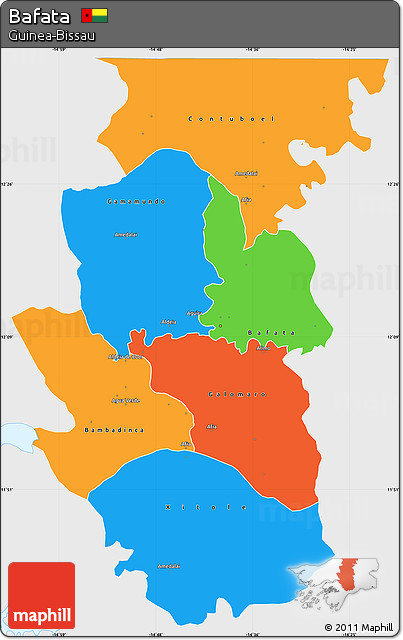 Political Simple Map of Bafata, single color outside