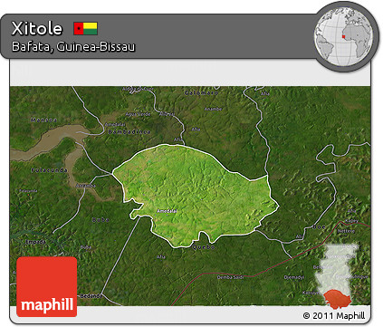 Satellite 3D Map of Xitole, darken