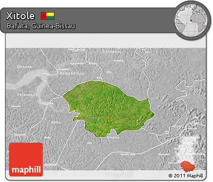 Satellite 3D Map of Xitole, lighten, desaturated