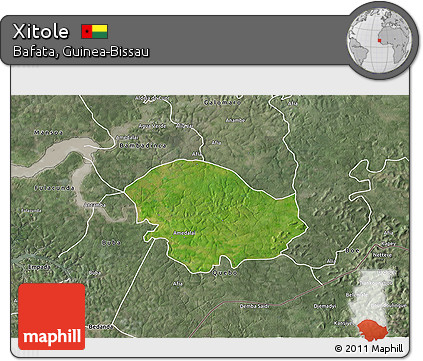 Satellite 3D Map of Xitole, semi-desaturated