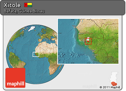 Satellite Location Map of Xitole, highlighted parent region