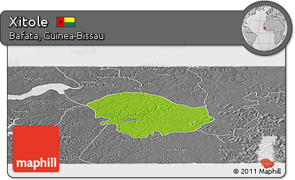 Physical Panoramic Map of Xitole, desaturated