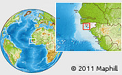 Physical Location Map of Bissau, highlighted country, within the entire country