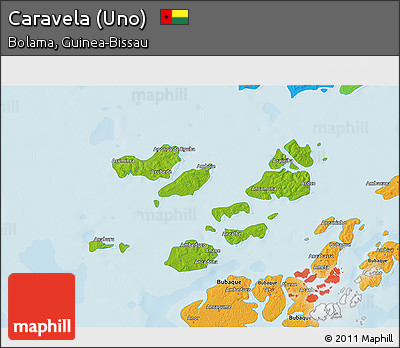 Physical 3D Map of Caravela (Uno), political outside