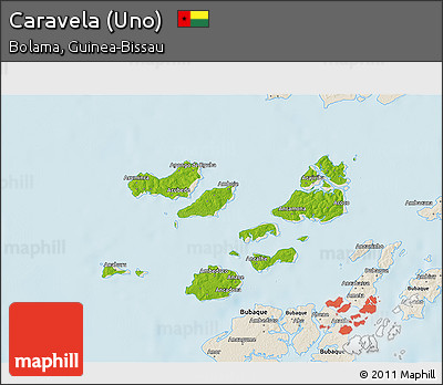 Physical 3D Map of Caravela (Uno), shaded relief outside