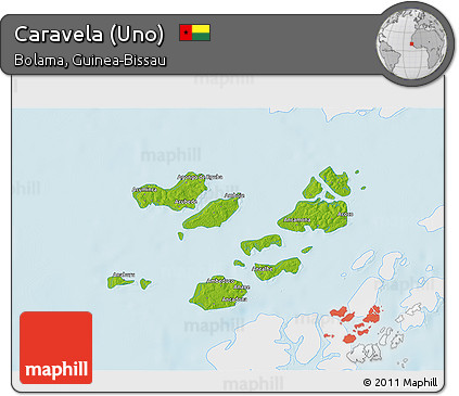 Physical 3D Map of Caravela (Uno), single color outside