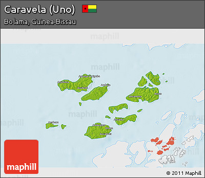 Physical 3D Map of Caravela (Uno), single color outside