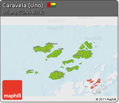 Physical 3D Map of Caravela (Uno), single color outside