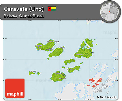 Physical Map of Caravela (Uno), single color outside