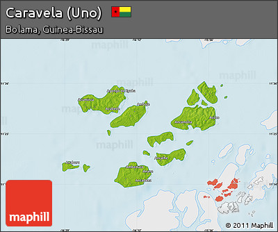 Physical Map of Caravela (Uno), single color outside