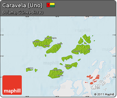 Physical Map of Caravela (Uno), single color outside