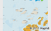 Shaded Relief Map of Caravela (Uno), political outside
