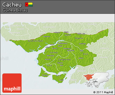 Physical 3D Map of Cacheu, lighten