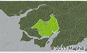 Physical 3D Map of Canghungo, darken, semi-desaturated