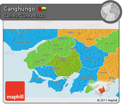 Physical 3D Map of Canghungo, political outside