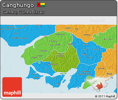 Physical 3D Map of Canghungo, political outside