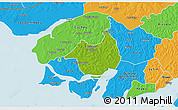 Physical 3D Map of Canghungo, political outside