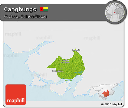 Physical 3D Map of Canghungo, single color outside