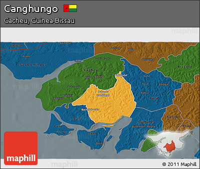 Political 3D Map of Canghungo, darken