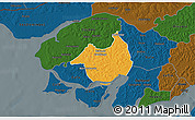 Political 3D Map of Canghungo, darken