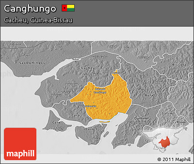 Political 3D Map of Canghungo, desaturated