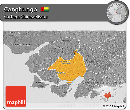 Political 3D Map of Canghungo, desaturated