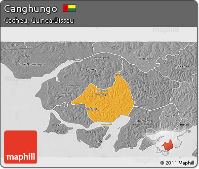 Political 3D Map of Canghungo, desaturated