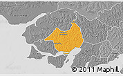 Political 3D Map of Canghungo, desaturated