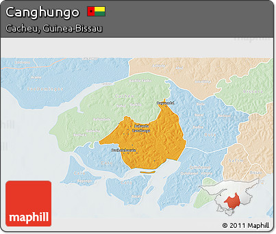 Political 3D Map of Canghungo, lighten