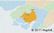 Political 3D Map of Canghungo, lighten